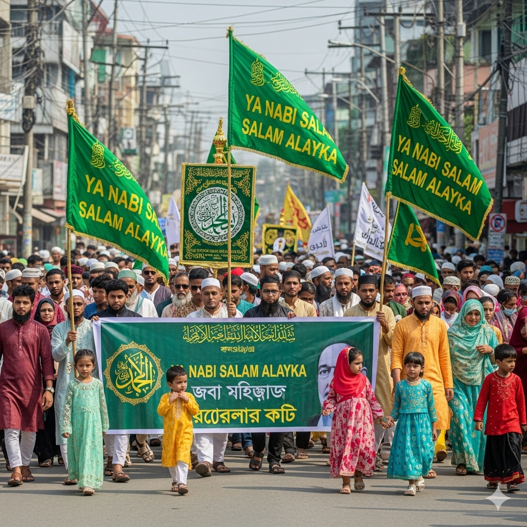 রাজধানী ঢাকাসহ সারাদেশে জশনে জুলুস (আনন্দ শোভাযাত্রা) । ঈদে মিলাদুন্নবী